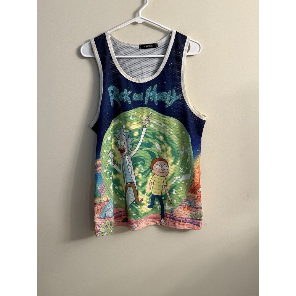 Yeezzi‎ Rick and Morty Hoodie Colorful Print, Graphic Jersey, Size S/M